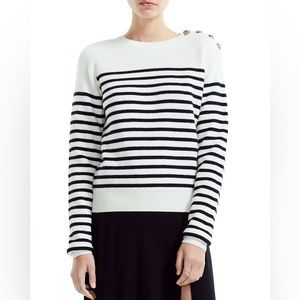 Maje Marin Striped Button-Detail Sweater